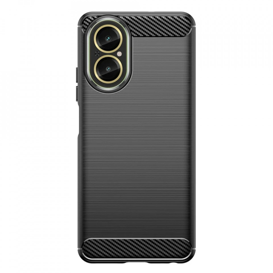 Husa Realme C67 4G din silicon, Slim, cu textură Fibra Carbon - Negru