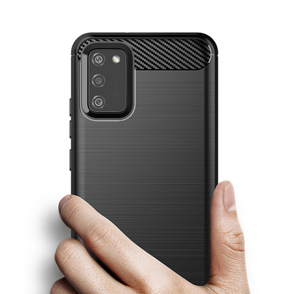 Husa Samsung Galaxy A03S din silicon, Slim, cu textura Fibra Carbon - Negru - 1 | YEO