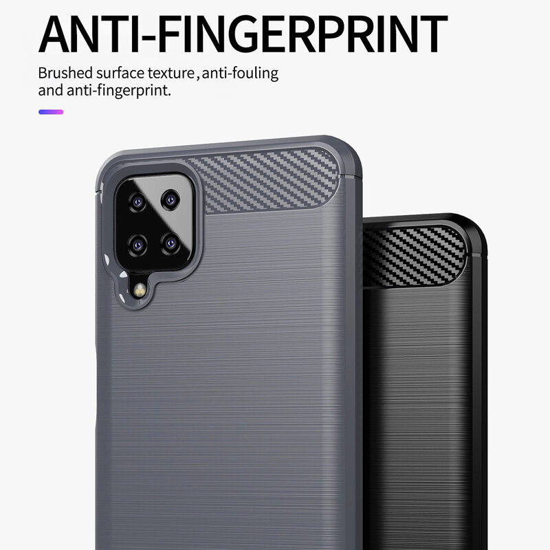 Husa Samsung Galaxy A12 / M12 din silicon, Slim, cu textura Fibra Carbon - Negru - 1 | YEO