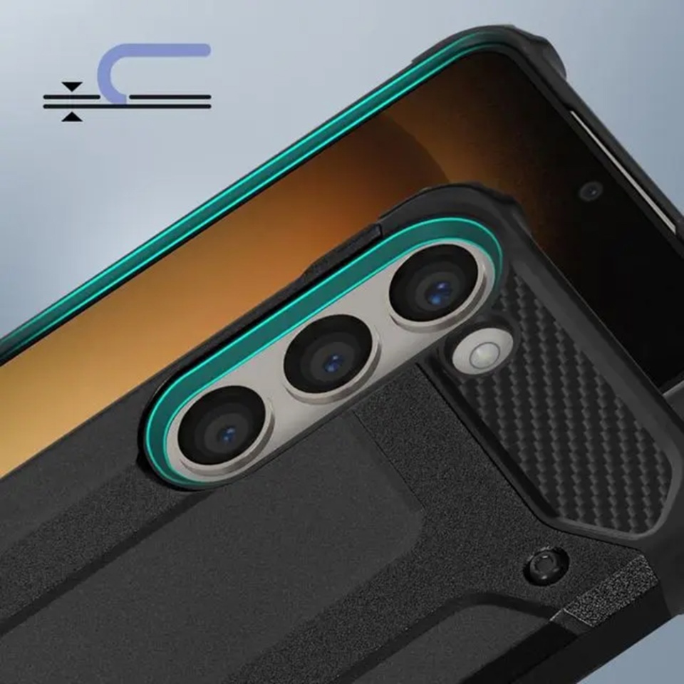 Husa Samsung Galaxy A16 4G / Galaxy A16 5G din plastic dur, margini cauciucate, antisoc, SKDR Hybrid Armor - Negru - 1 | YEO