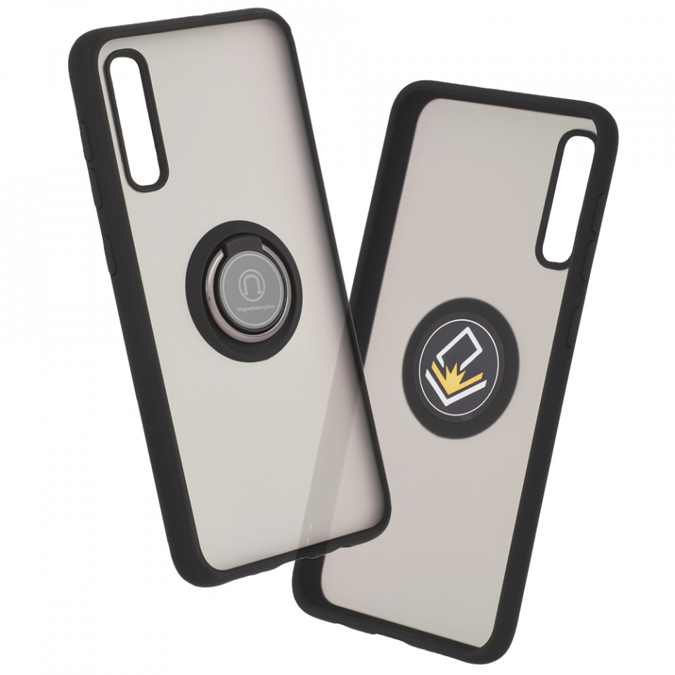 Husă Samsung Galaxy A30s / A50 / A50s SKYDDAR Glinth+ cu Inel Rotativ 360°, Compatibilitate Magnetică, Absorbție Șocuri, Design Subțire și Elegant - Negru