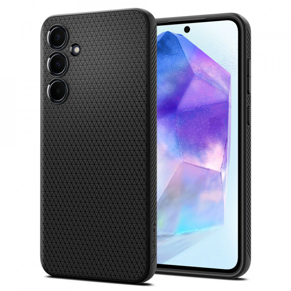 Husa Samsung Galaxy A55 5G flexibila, Spigen Liquid Air - Negru