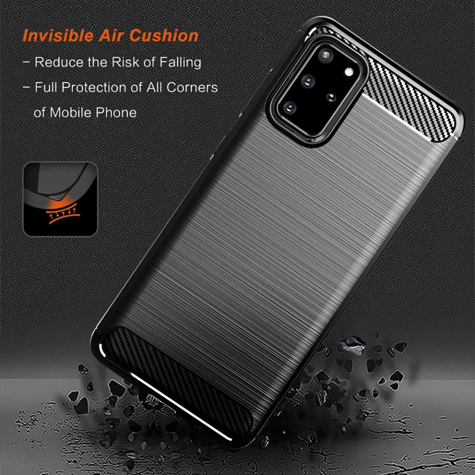 Husa Samsung Galaxy S20 Plus din silicon, Slim, cu textura Fibra Carbon - Negru - 3 | YEO