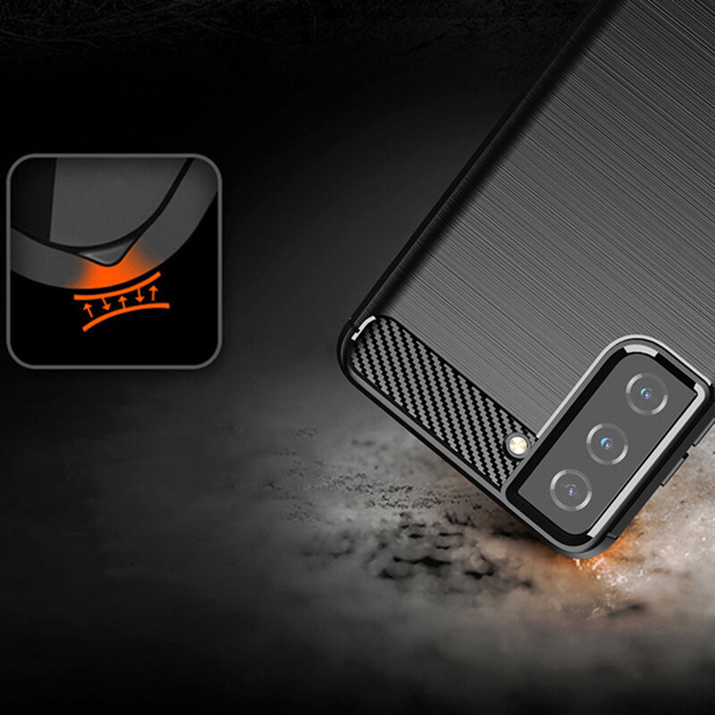 Husa Samsung Galaxy S21 PLUS din silicon, Slim, cu textura Fibra Carbon - Negru - 3 | YEO
