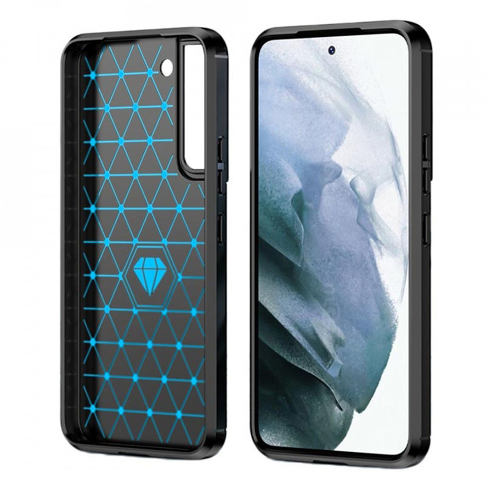 Husa Samsung Galaxy S22 Plus 5G din silicon, Slim, cu textura Fibra Carbon - Negru - 1 | YEO