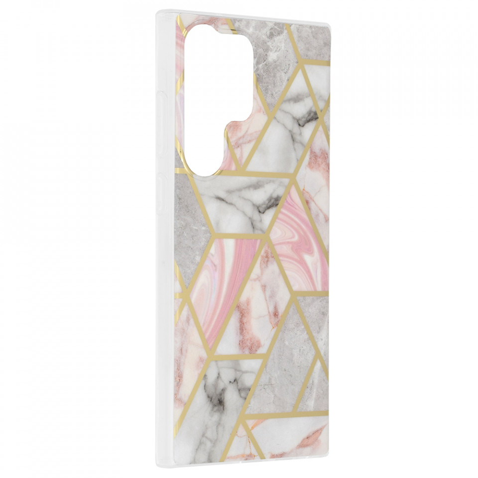 Husa Samsung Galaxy S23 Ultra Marble Series, Techsuit - Pink Hex - 1 | YEO