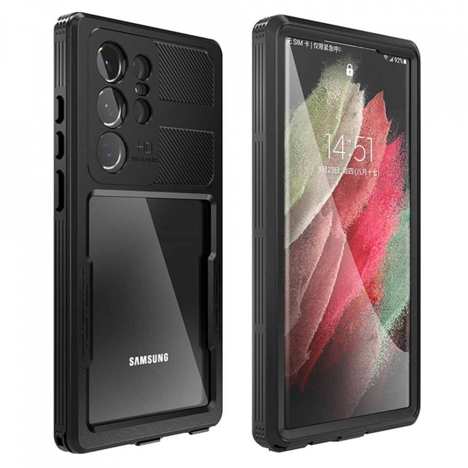 Husa Samsung Galaxy S23 Ultra rezistenta la apa, Waterproof IP68, ShellBox - Negru - 1 | YEO