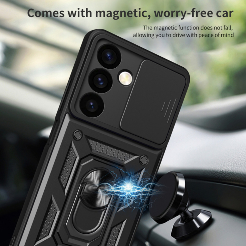 Husa Samsung Galaxy S24 Plus cu inel magnetic, Skyddar CamShield - Negru - 3 | YEO