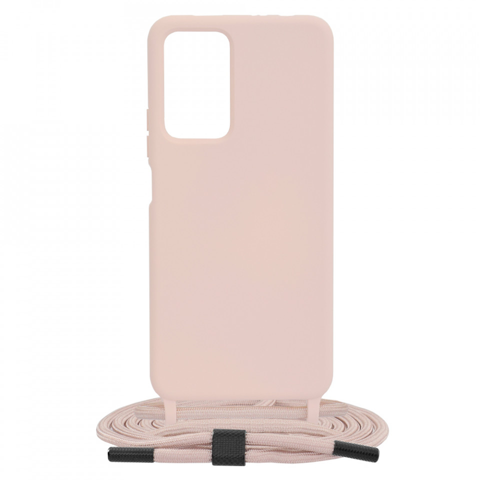 Husa silicon Xiaomi Redmi Note 11 Pro+ 5G cu snur, Techsuit Crossbody Lanyard - Roz