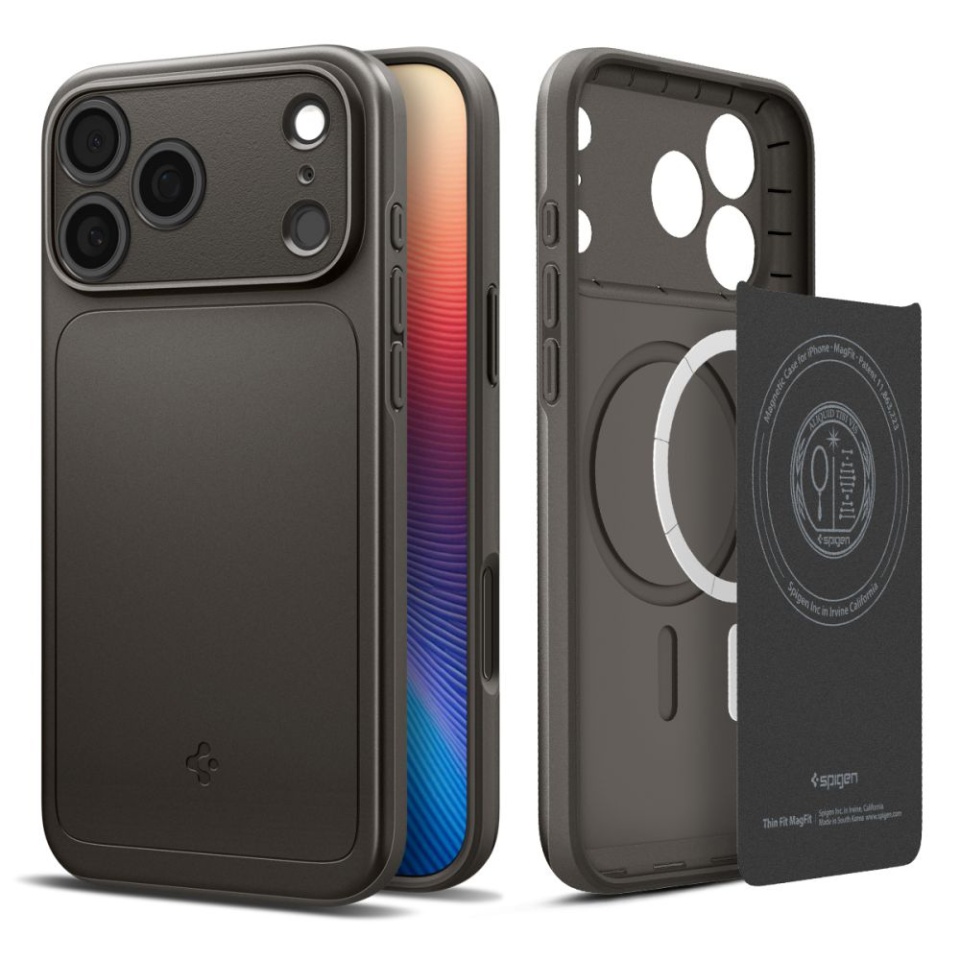Husa slim iPhone 17 Pro, Spigen Thin Fit - Cenusiu