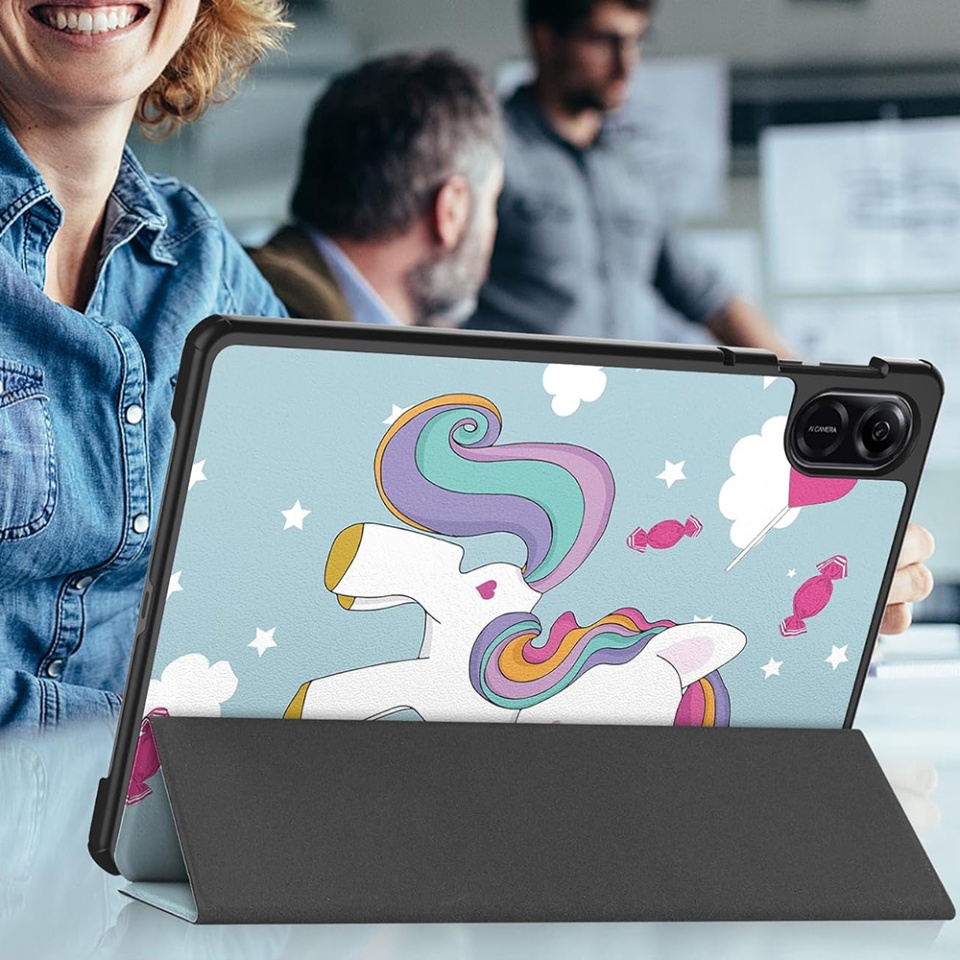 Husa tableta pentru Honor Pad X9 / X8 Pro, SKYDDAR INNOVATION, cu suport Multi-Unghi si functie Sleep/Wake, FoldPro, Unicorn, set cu sticker - 3 | YEO