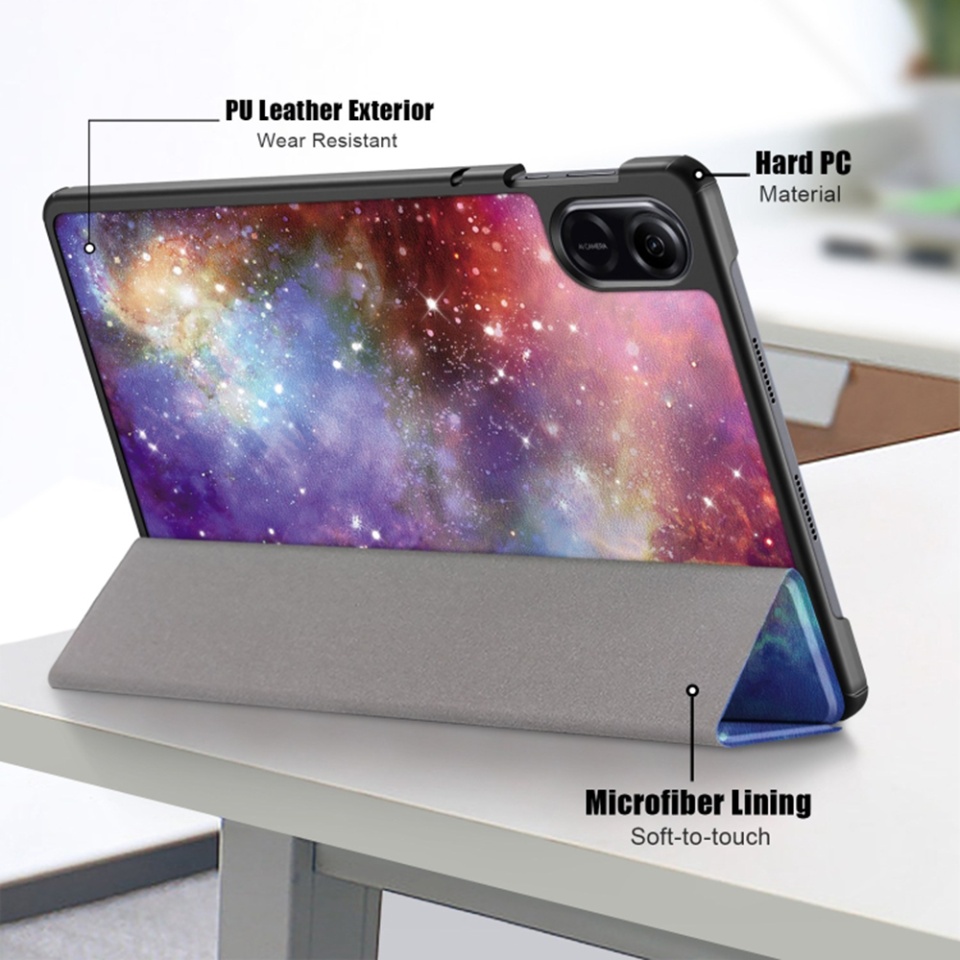 Husa tableta pentru Honor Pad X9 / X8 Pro, SKYDDAR INNOVATION, cu suport Multi-Unghi si functie Sleep/Wake, FoldPro, Galaxy, set cu sticker - 1 | YEO