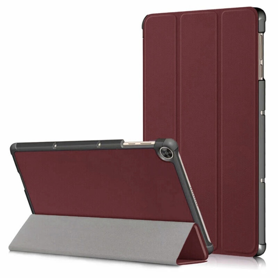 Husa tableta pentru Huawei Matepad T 10 / T 10S (9.7 inch / 10.1 inch), SKYDDAR INNOVATION, cu suport Multi-Unghi si functie Sleep/Wake, FoldPro, Rosu, set cu sticker