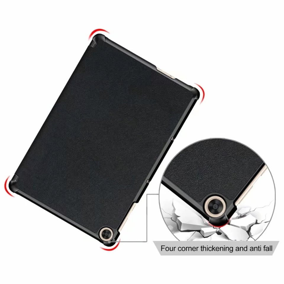 Husa tableta pentru Huawei Matepad T 10 / T 10S (9.7 inch / 10.1 inch), SKYDDAR INNOVATION, cu suport Multi-Unghi si functie Sleep/Wake, FoldPro, Negru, set cu sticker - 3 | YEO