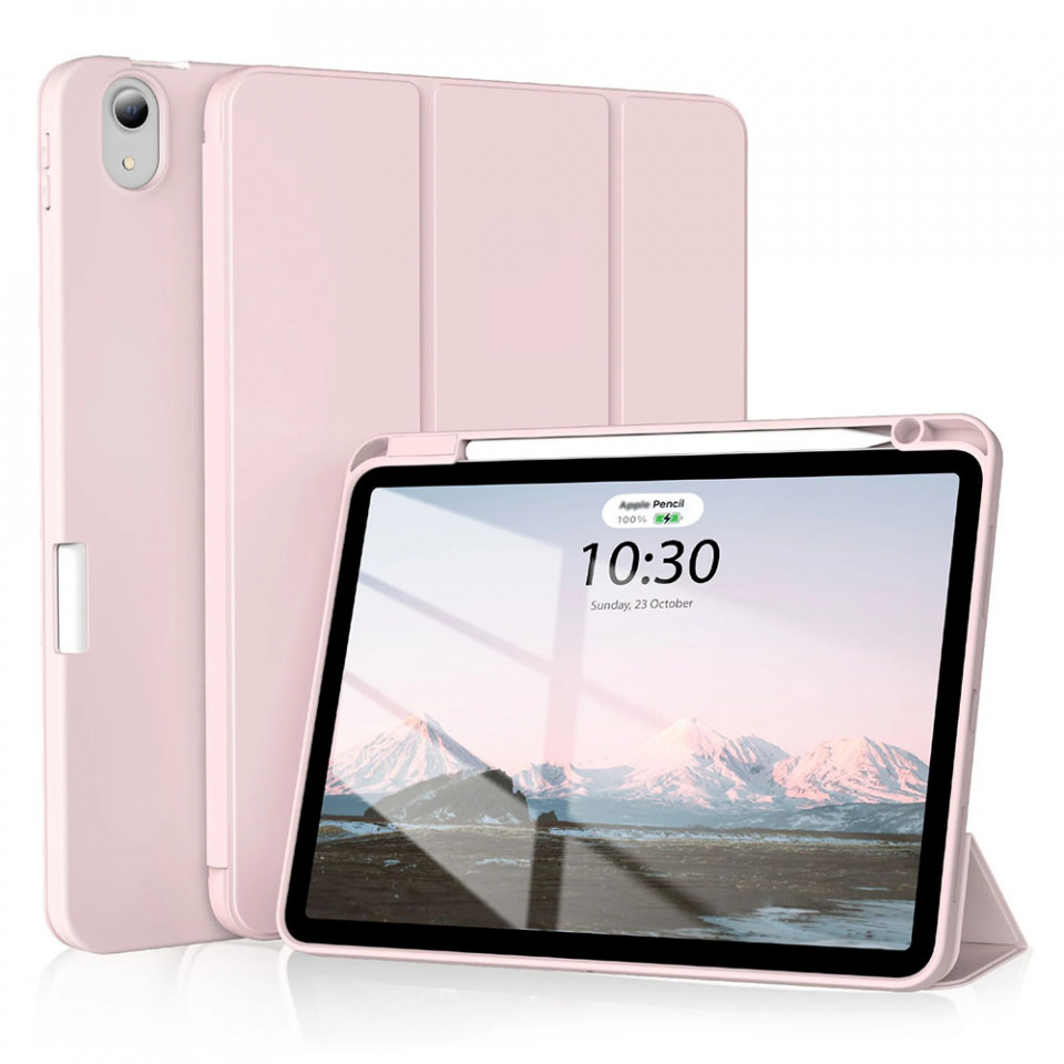 Husa tableta pentru iPad Air 4 (2020) / Air 5 (2022) cu suport 2 Unghiuri și functie Sleep/Wake, SKDR OfficeMate - Roz