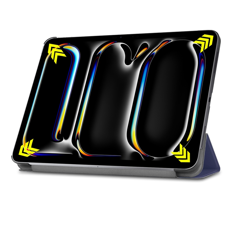 Husa tableta pentru iPad Pro 11 (2024), SKYDDAR INNOVATION, cu suport Multi-Unghi si functie Sleep/Wake, FoldPro, Albastru, set cu sticker - 3 | YEO
