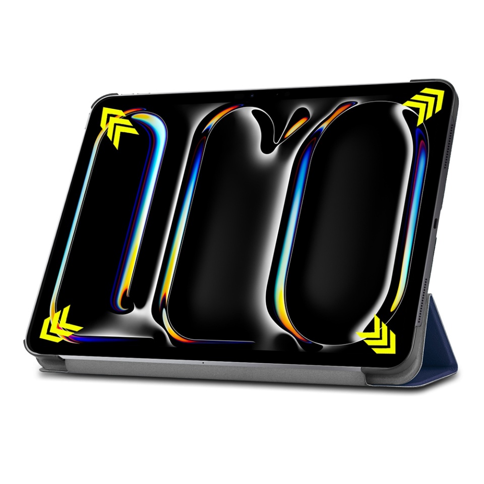 Husa tableta pentru iPad Pro 13 (2024), SKYDDAR INNOVATION, cu suport Multi-Unghi si functie Sleep/Wake, FoldPro, Albastru, set cu sticker - 3 | YEO