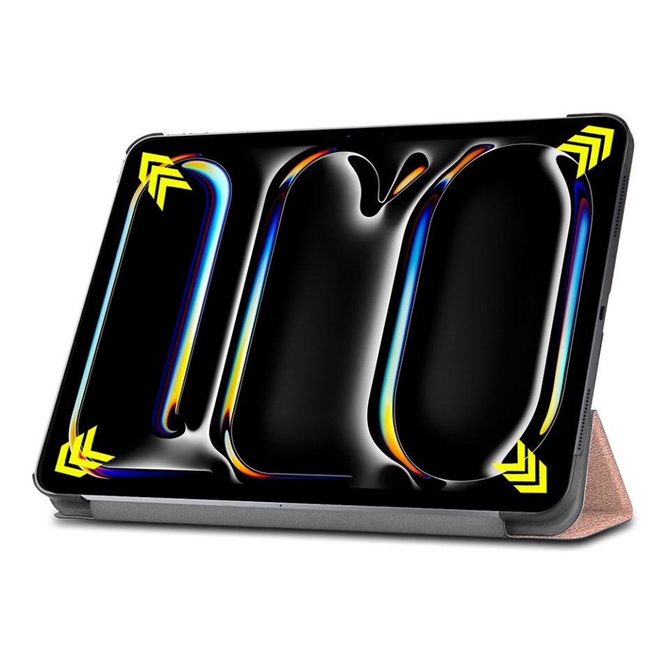 Husa tableta pentru iPad Pro 13 (2024), SKYDDAR INNOVATION, cu suport Multi-Unghi si functie Sleep/Wake, FoldPro, Roz, set cu sticker - 3 | YEO
