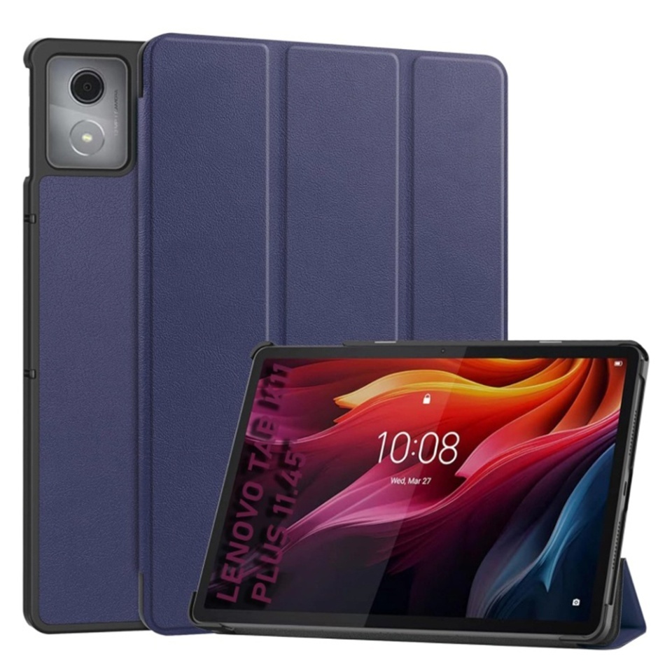 Husa tableta pentru Lenovo Tab K11 Plus, SKYDDAR INNOVATION, cu suport Multi-Unghi si functie Sleep/Wake, FoldPro, Albastru, set cu sticker