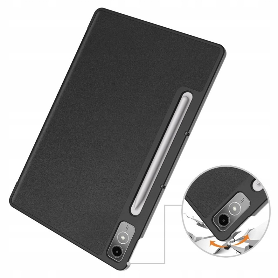 Husa tableta pentru Lenovo Tab P12, SKYDDAR INNOVATION, cu suport Multi-Unghi si functie Sleep/Wake, FoldPro, Negru, set cu sticker - 3 | YEO
