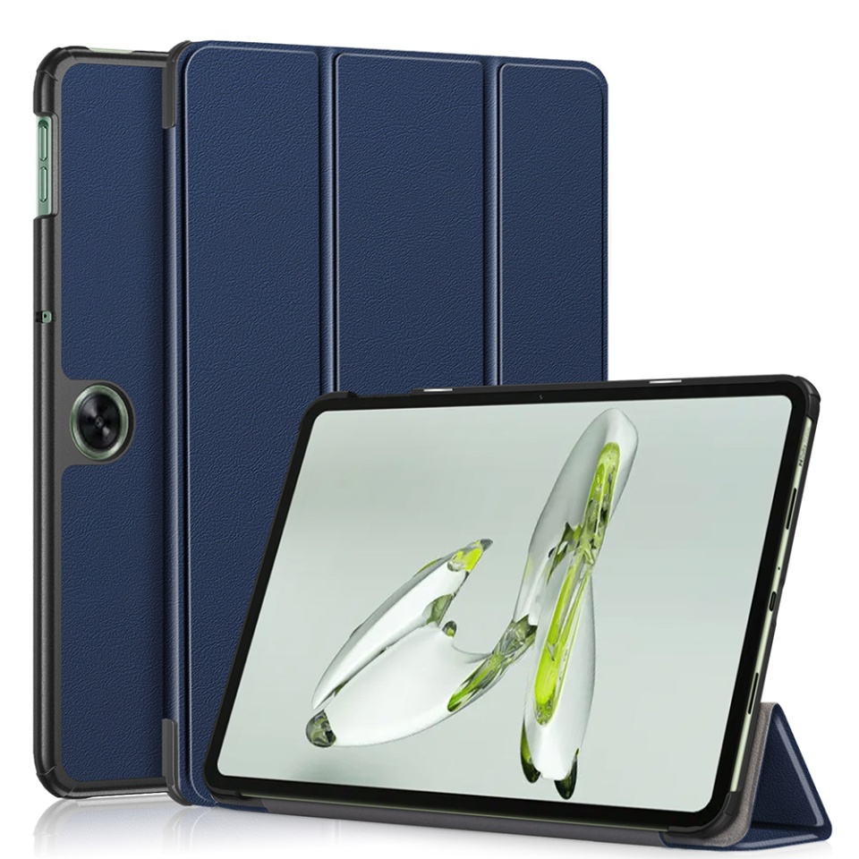 Husa tableta pentru OnePlus Pad Go / Oppo Pad Air2 / Oppo Pad Neo, SKYDDAR INNOVATION, cu suport Multi-Unghi si functie Sleep/Wake, FoldPro, Albastru, set cu sticker