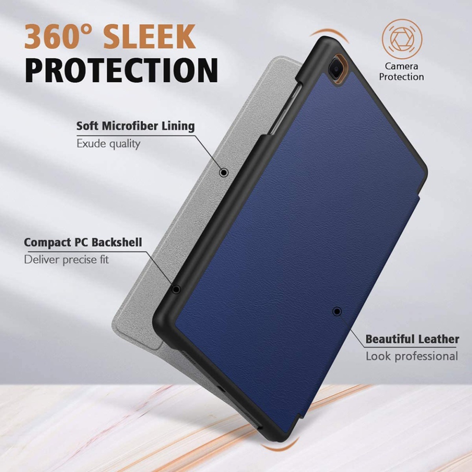 Husa tableta pentru Samsung Galaxy Tab A7 10.4 2020 T500/T505, SKYDDAR INNOVATION, cu suport Multi-Unghi si functie Sleep/Wake, FoldPro, Albastru, set cu sticker - 3 | YEO