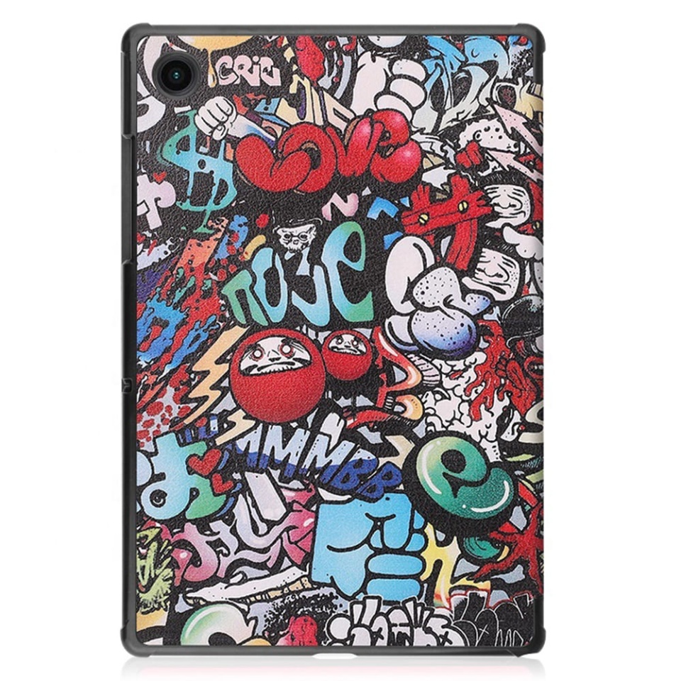 Husa tableta pentru Samsung Galaxy Tab A8 10.5 (2021), SKYDDAR INNOVATION, cu suport Multi-Unghi si functie Sleep/Wake, FoldPro, Multicolor, set cu sticker - 2 | YEO