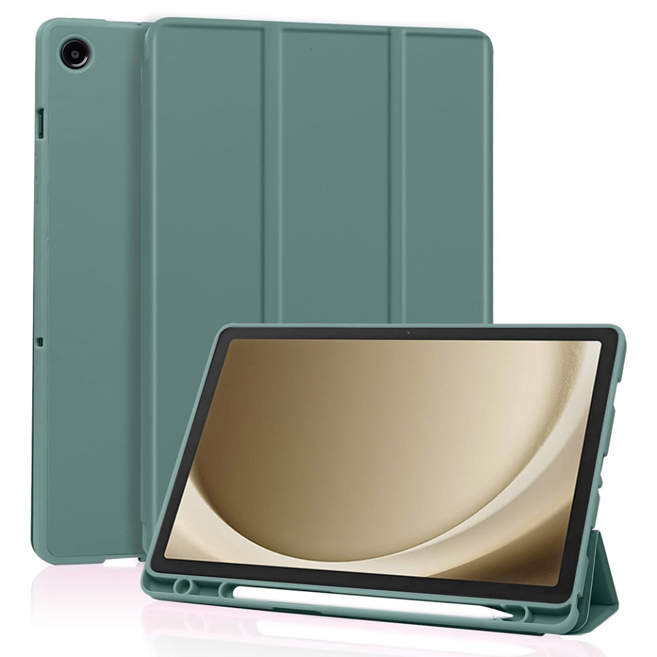 Husa tableta pentru Samsung Galaxy Tab A9 Plus cu suport cu 2 Unghiuri și functie Sleep/Wake, SKDR OfficeMate - Verde inchis