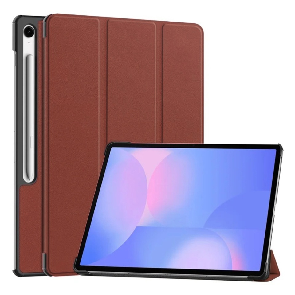 Husa tableta pentru Samsung Galaxy Tab S10 FE Plus, SKYDDAR INNOVATION, cu suport Multi-Unghi si functie Sleep/Wake, FoldPro, Rosu, set cu sticker