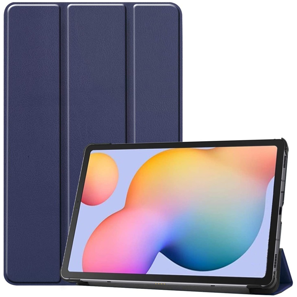 Husa tableta pentru Samsung Galaxy Tab S6 Lite (2020 / 2022 / 2024), SKYDDAR INNOVATION, cu suport Multi-Unghi si functie Sleep/Wake, FoldPro, Albastru, set cu sticker