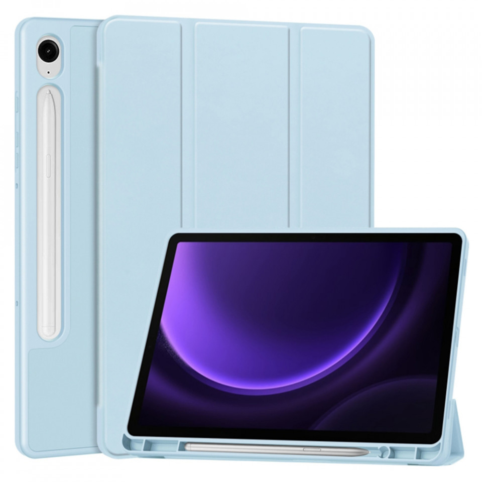 Husa tableta pentru Samsung Galaxy Tab S9 FE cu suport 2 Unghiuri și functie Sleep/Wake, SKDR OfficeMate - Bleu