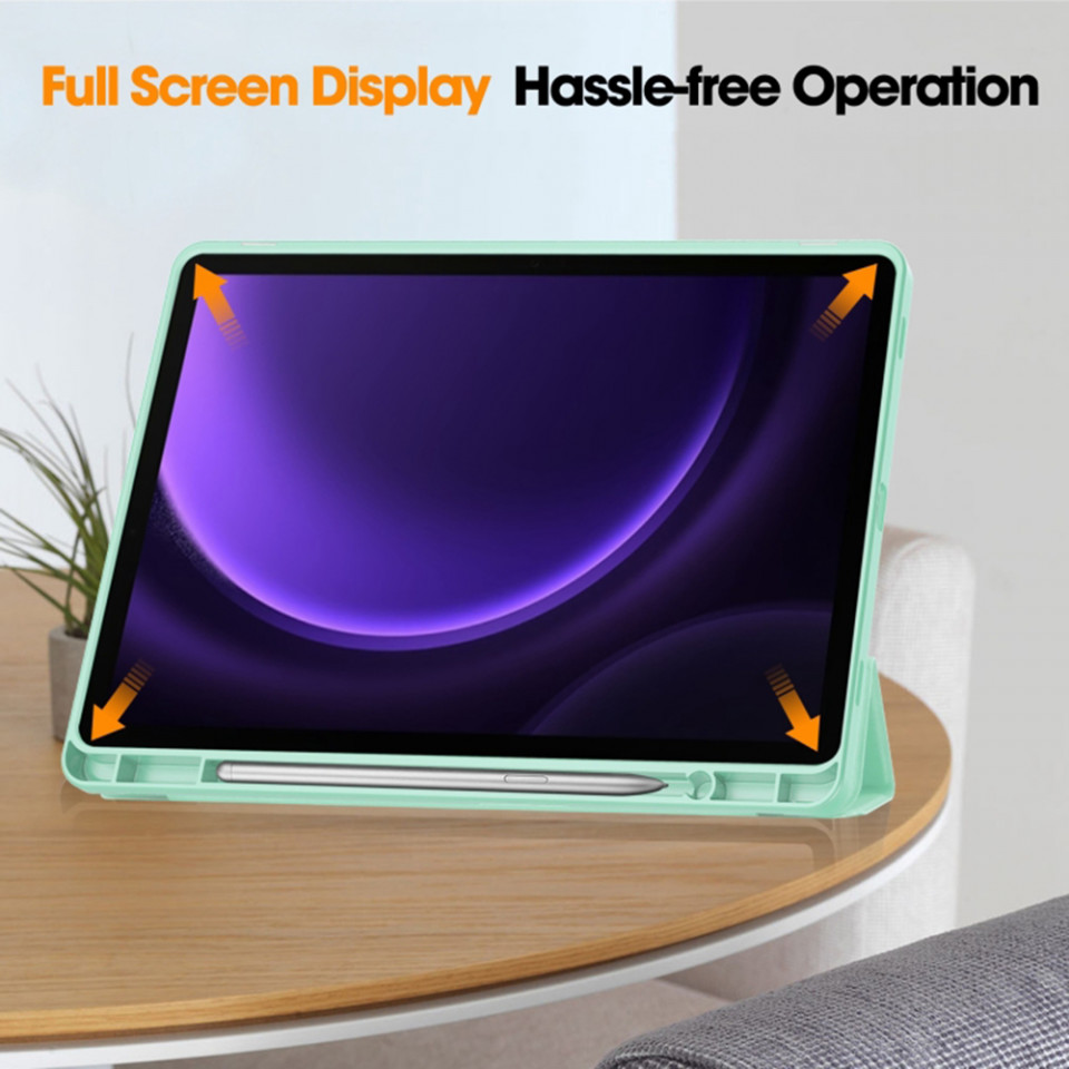 Husa tableta pentru Samsung Galaxy Tab S9 FE cu suport 2 Unghiuri și functie Sleep/Wake, SKDR OfficeMate - Verde deschis - 2 | YEO