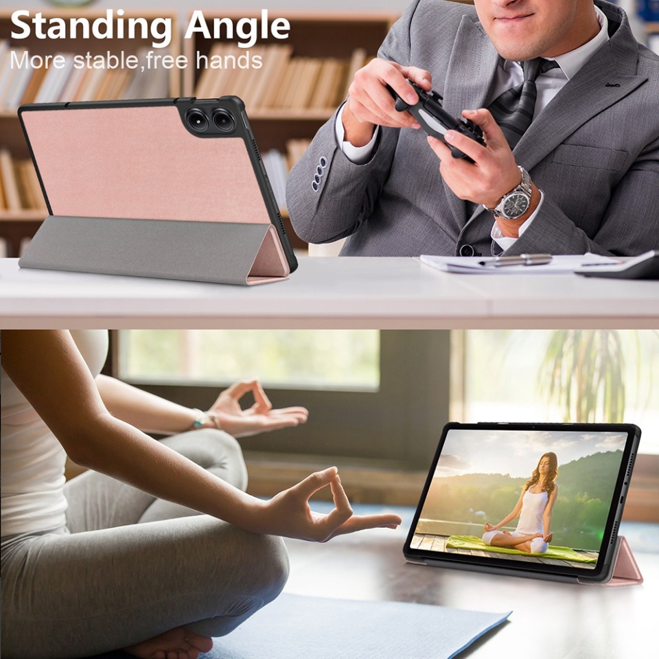 Husa tableta pentru Xiaomi Redmi Pad Pro / Poco Pad cu suport Multi-Unghi și functie Sleep/Wake, SKYDDAR FoldVision - Roz - 1 | YEO
