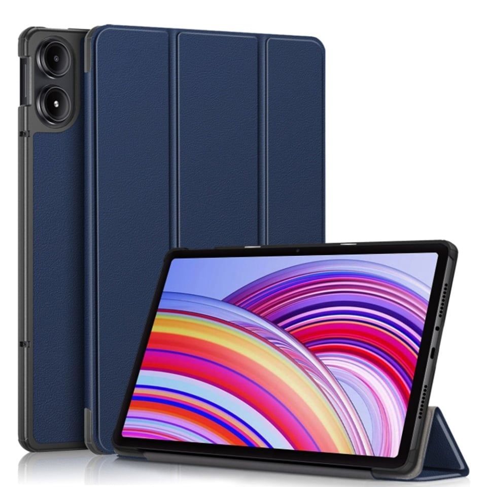 Husa tableta pentru Xiaomi Redmi Pad Pro / Redmi Pad Pro 5G / Poco Pad, SKYDDAR INNOVATION, cu suport Multi-Unghi si functie Sleep/Wake, FoldPro, Albastru, set cu sticker