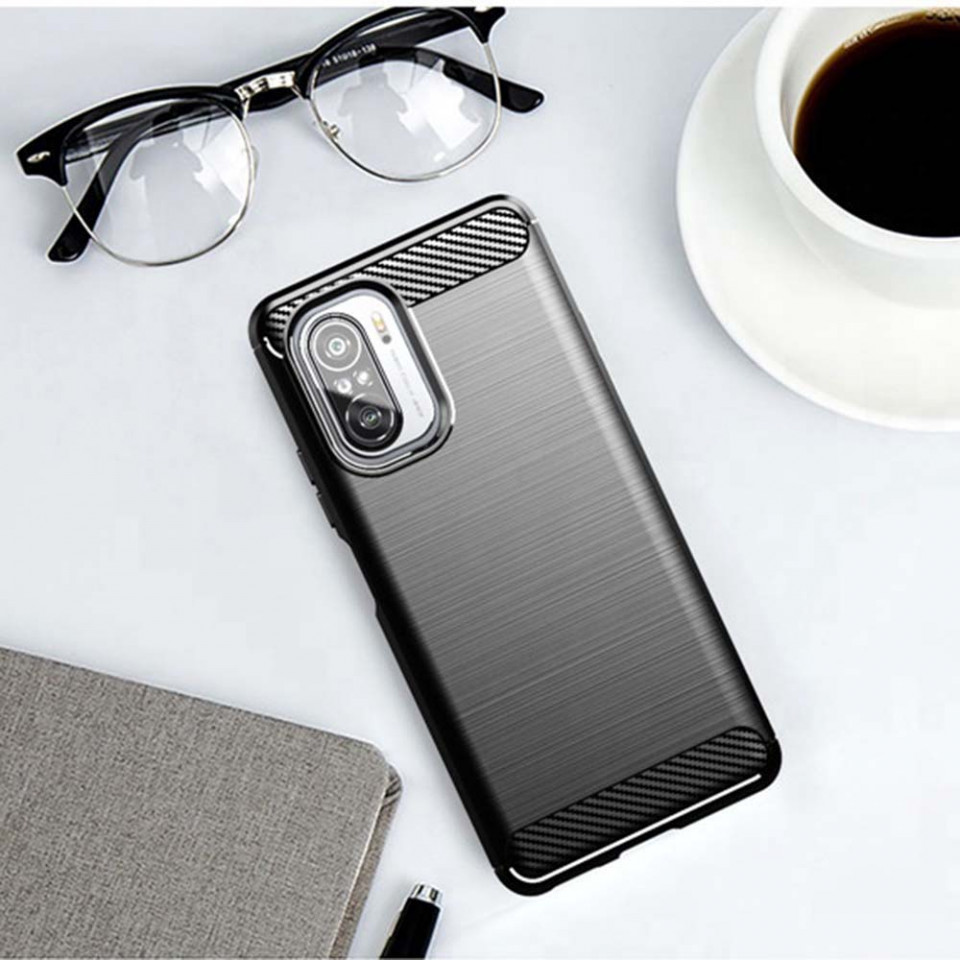 Husa Xiaomi Poco F3 din silicon, Slim, cu textura Fibra Carbon - Negru - 3 | YEO