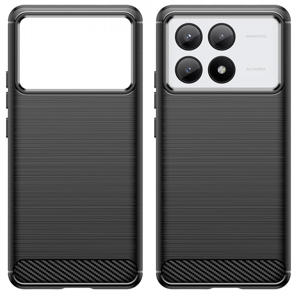 Husa Xiaomi Poco X6 Pro din silicon, Slim, cu textură Fibra Carbon - Negru - 2 | YEO
