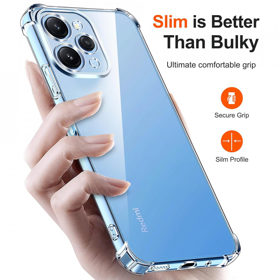 Husa Xiaomi Redmi 12 4G / 12 5G din silicon slim, anti soc, Skyddar Shock - Transparenta - 3 | YEO