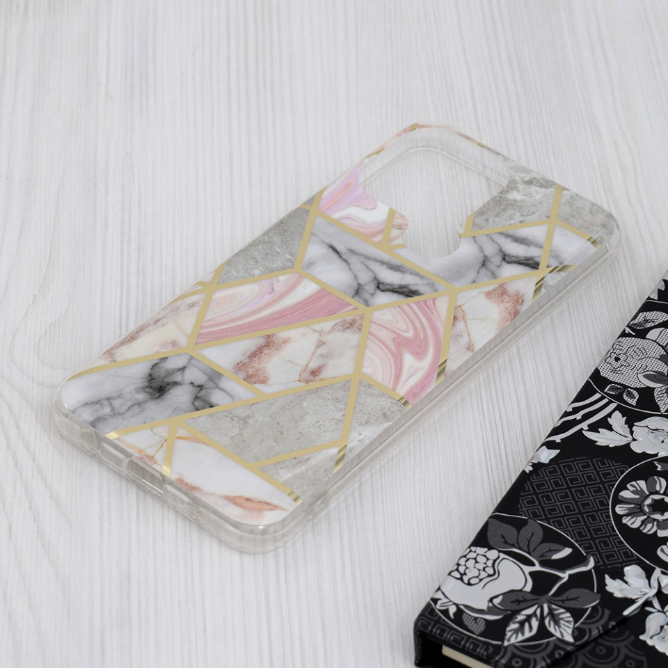 Husa Xiaomi Redmi A1+ / Redmi A2+ din silicon, Techsuit Marble - Roz - 3 | YEO