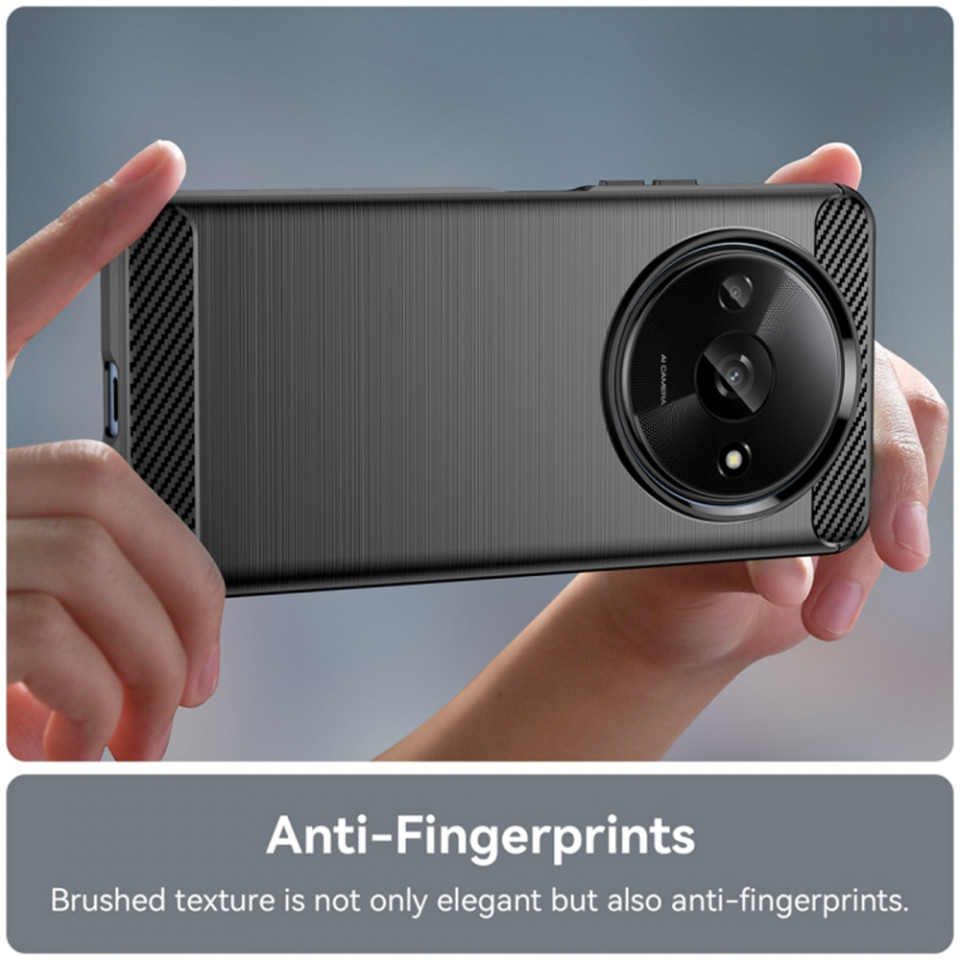 Husa Xiaomi Redmi A3 din silicon, Slim, cu textură Fibra Carbon - Negru - 2 | YEO