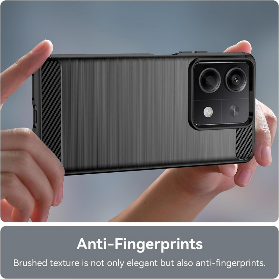Husa Xiaomi Redmi Note 13 5G din silicon, Slim, cu textură Fibra Carbon - Negru - 3 | YEO