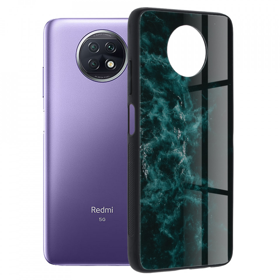 Husa Xiaomi Redmi Note 9T cu sticla securizata, Techsuit Glaze - Blue Nebula