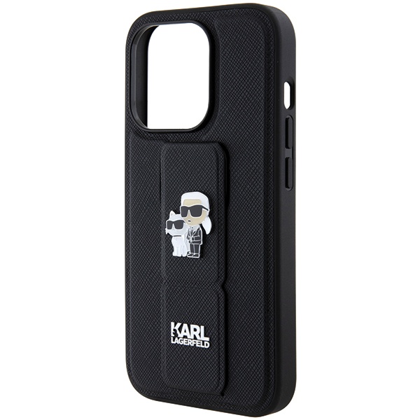 Huse pentru iPhone 14 Pro, Karl Lagerfeld, Saffiano Gripstand, Negru - 1 | YEO