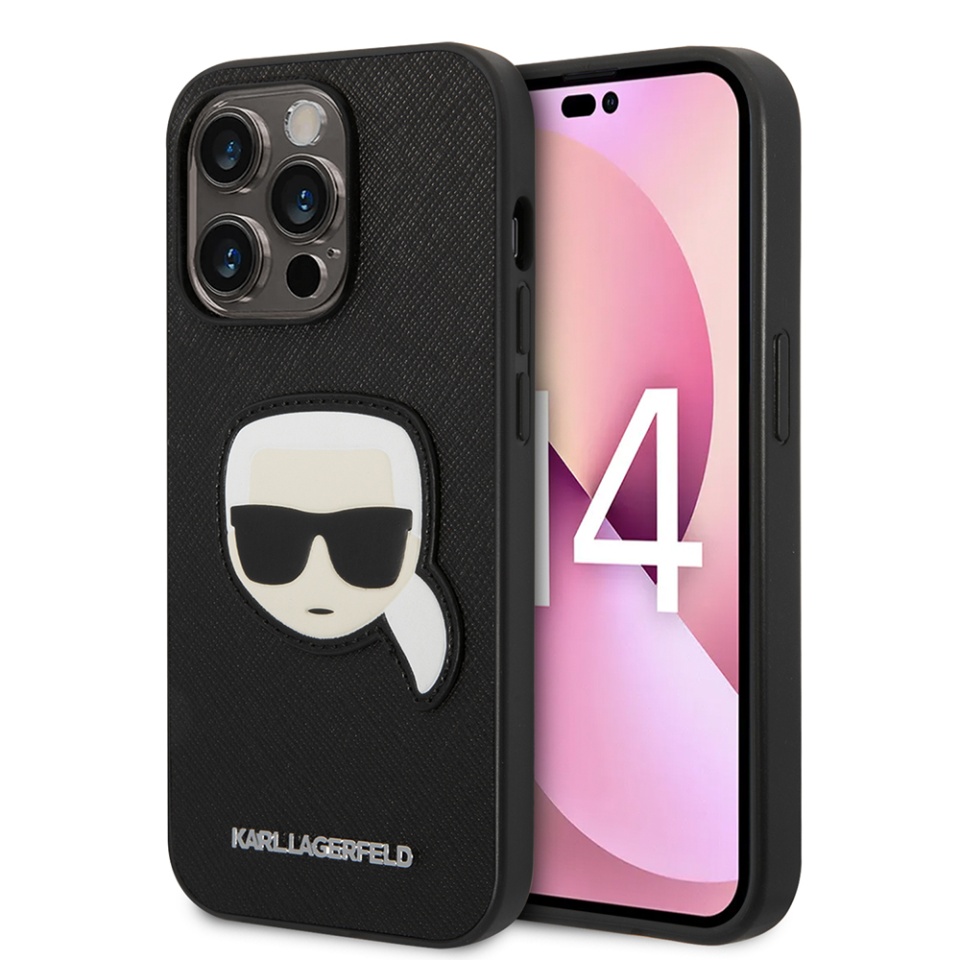 Huse pentru iPhone 14 Pro, Karl Lagerfeld, Saffiano, Negru