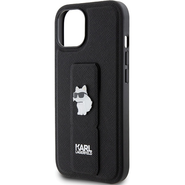 Huse pentru iPhone 15, Karl Lagerfeld, Saffiano Gripstand, Negru - 1 | YEO