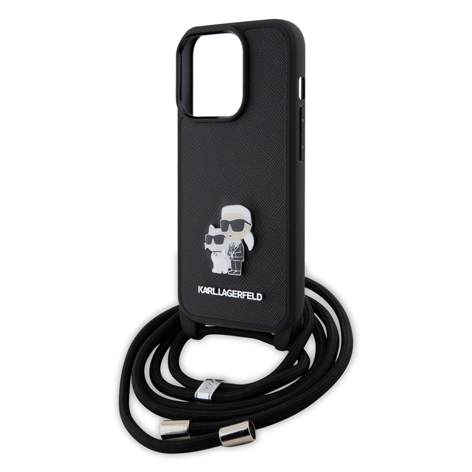 Huse pentru iPhone 15 Pro, Karl Lagerfeld, Saffiano Crossbody, Negru - 2 | YEO