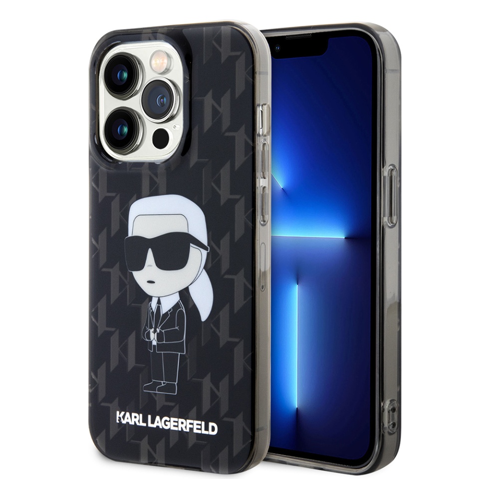 Huse pentru iPhone 15 Pro Max, Karl Lagerfeld, Hardcase Monogram, Negru