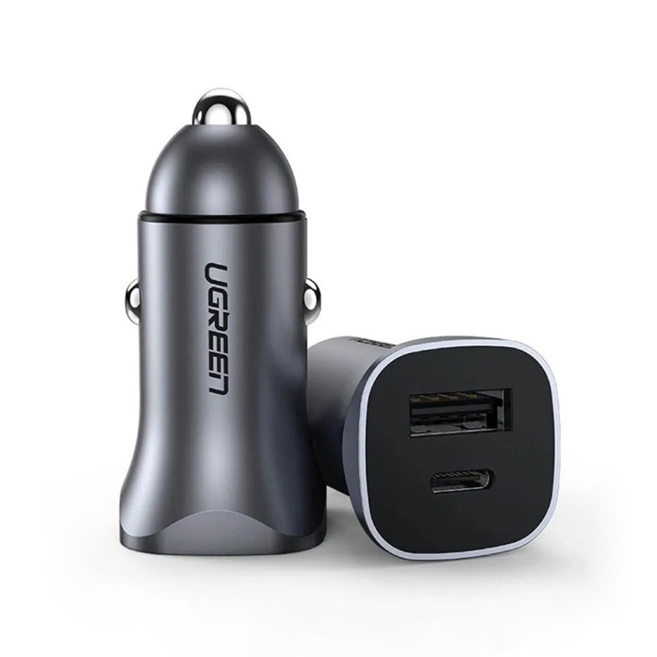 Incarcator Auto Fast Charge, Type-C, USB, 30W, 5V/3A, PD3.0, Ugreen CD130, Negru