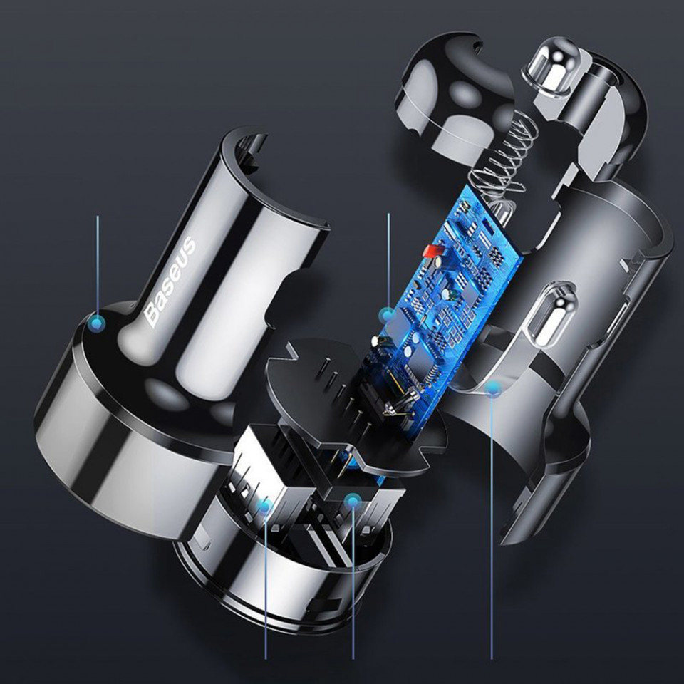 Incarcator Auto USB, Type-C 6A, 45W - Baseus Magic Series (CCMLC20C-01) - Black - 6