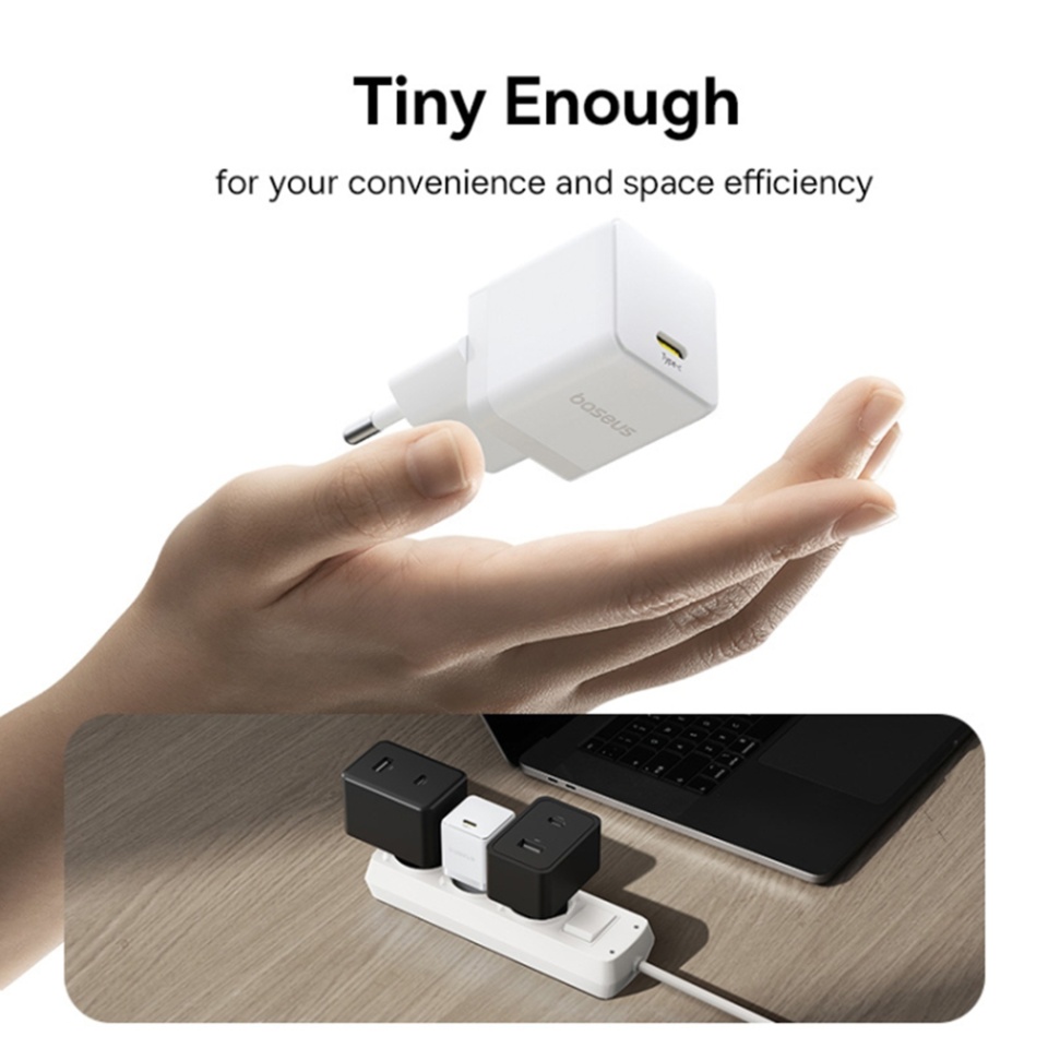 Incarcator Priza, Baseus,Type-C Cablu Inclus, Fast Charge, 30W, 5V/3.0A, 1m, Palm 5213, Alb - 3 | YEO
