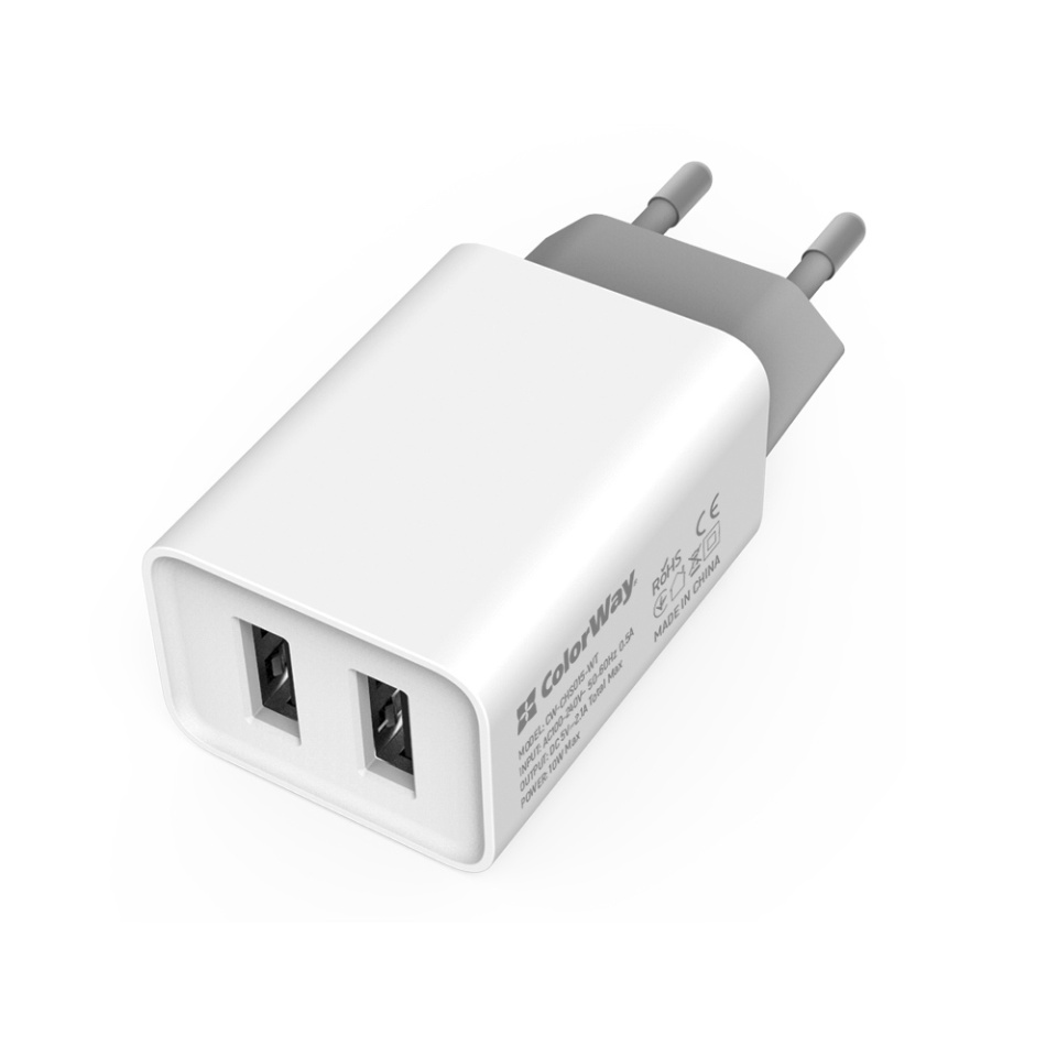 Incarcator Priza cu 2 porturi, ColorWay, Compacta, 2x USB, 10W, 2.1A, Wall Charger CHS015, Negru - 3 | YEO